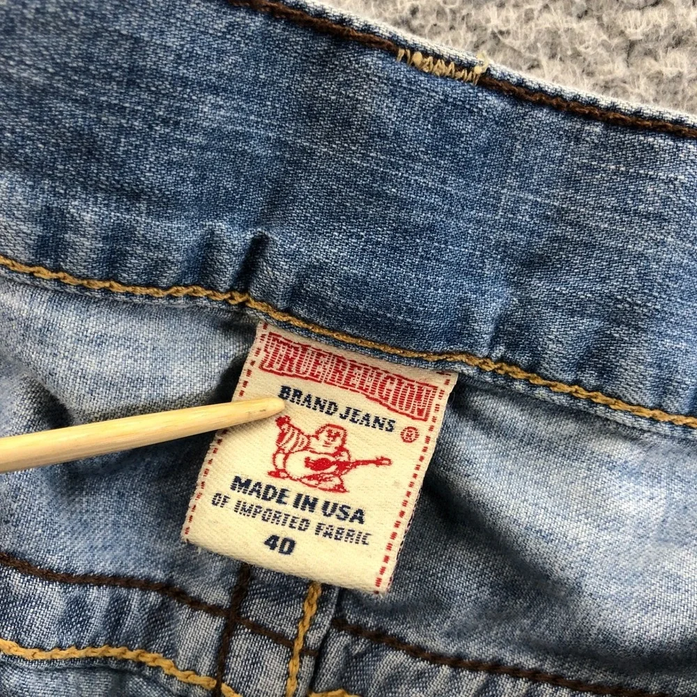 True Religion Jeans Mens 40x33 Blue Bobby Faded Light Wash Y2K Denim USA Made